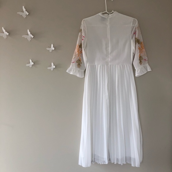 ASOS Maternity Embroidered Pleated Midi Dress - Picture 6 of 11